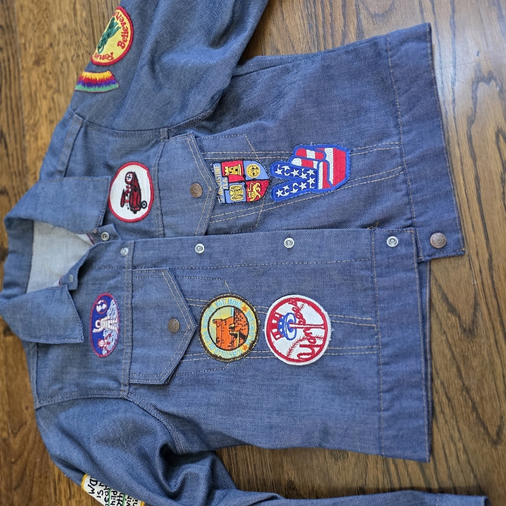 Denim Patchwork Vintage Jacket - Blue - image 5